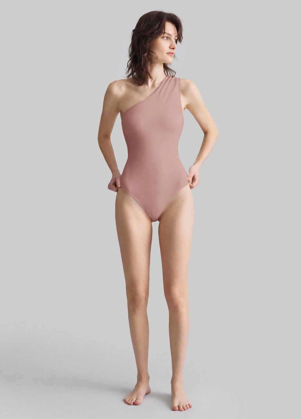 Пудровий демісезонний купальник суцільний SHEIN