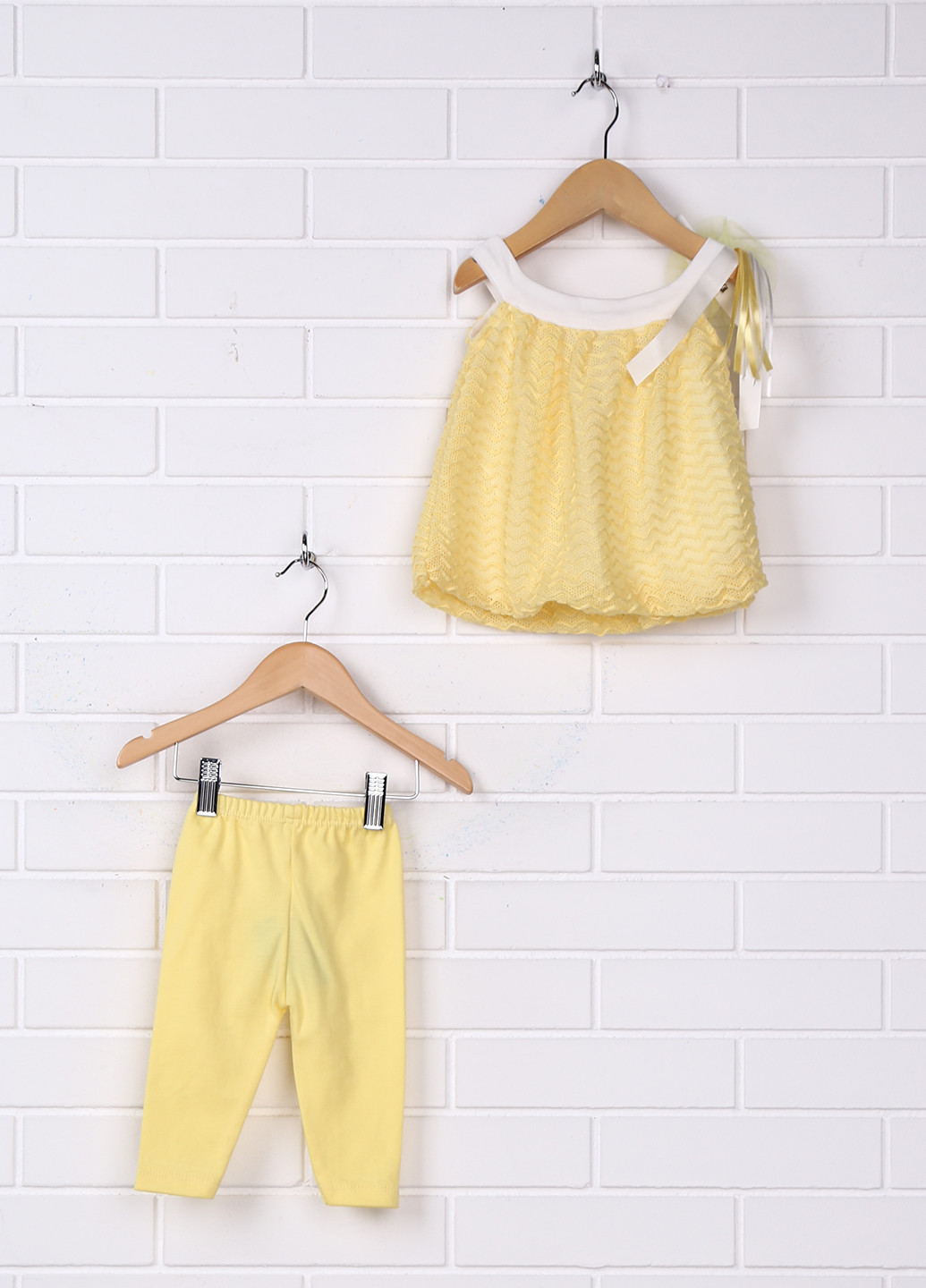Желтый летний комплект (блуза, леггинсы, заколка) Bebisim