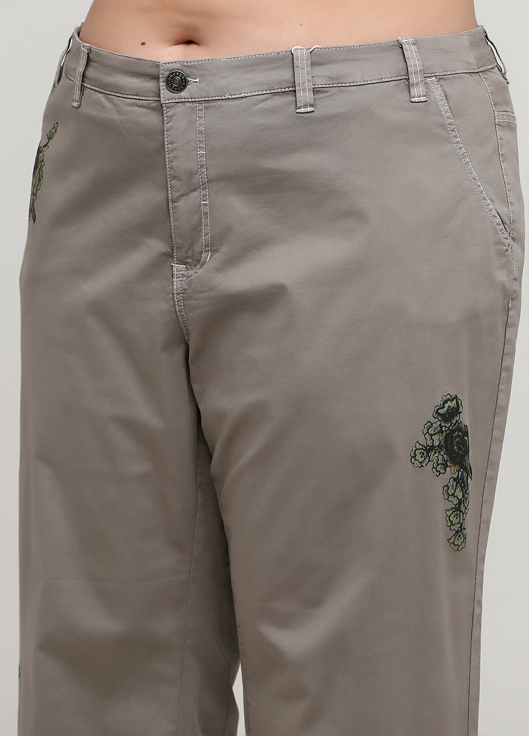 Серые кэжуал демисезонные прямые брюки Sheego