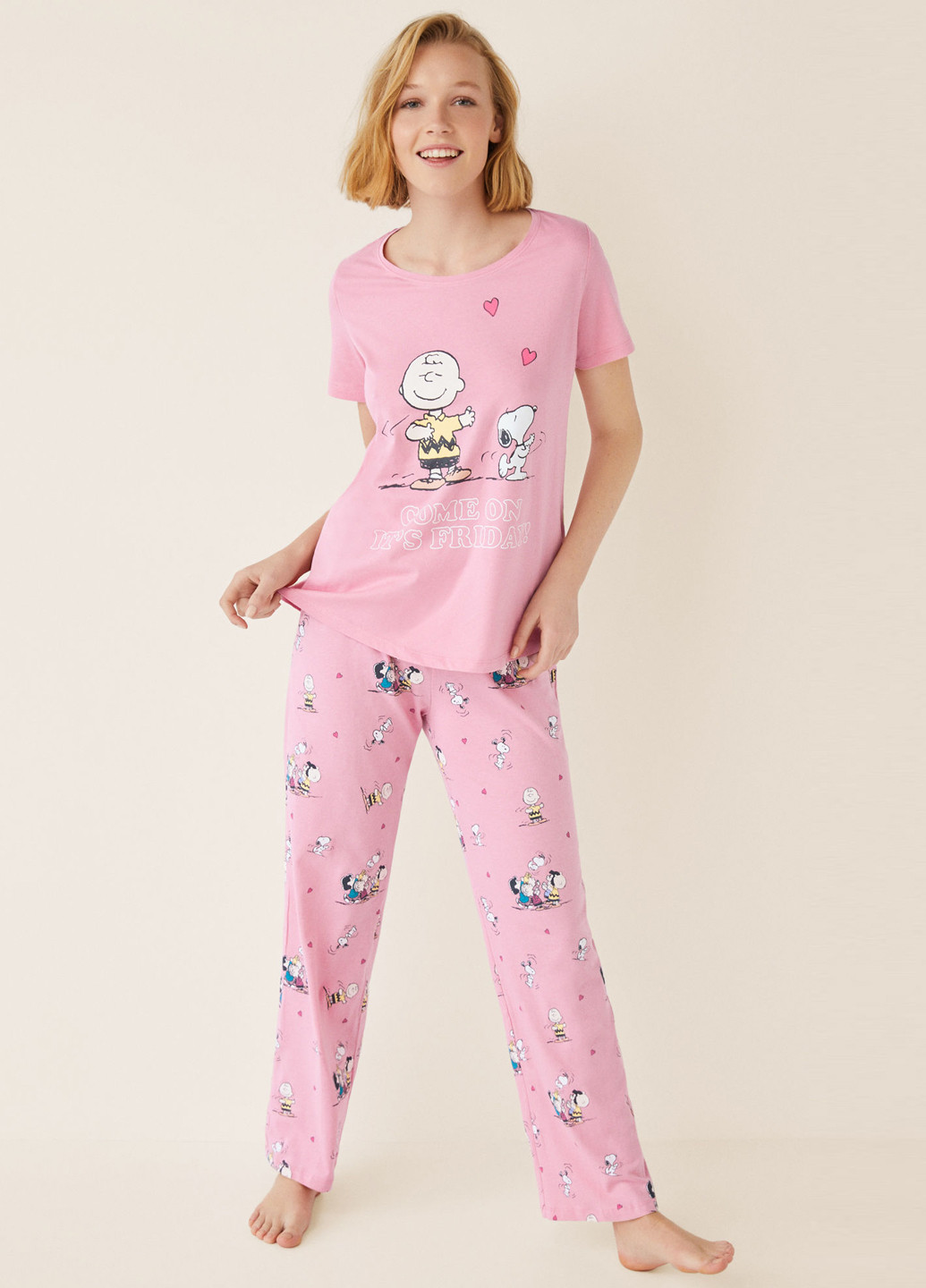 Розовая всесезон пижама (футболка, брюки) Women'secret