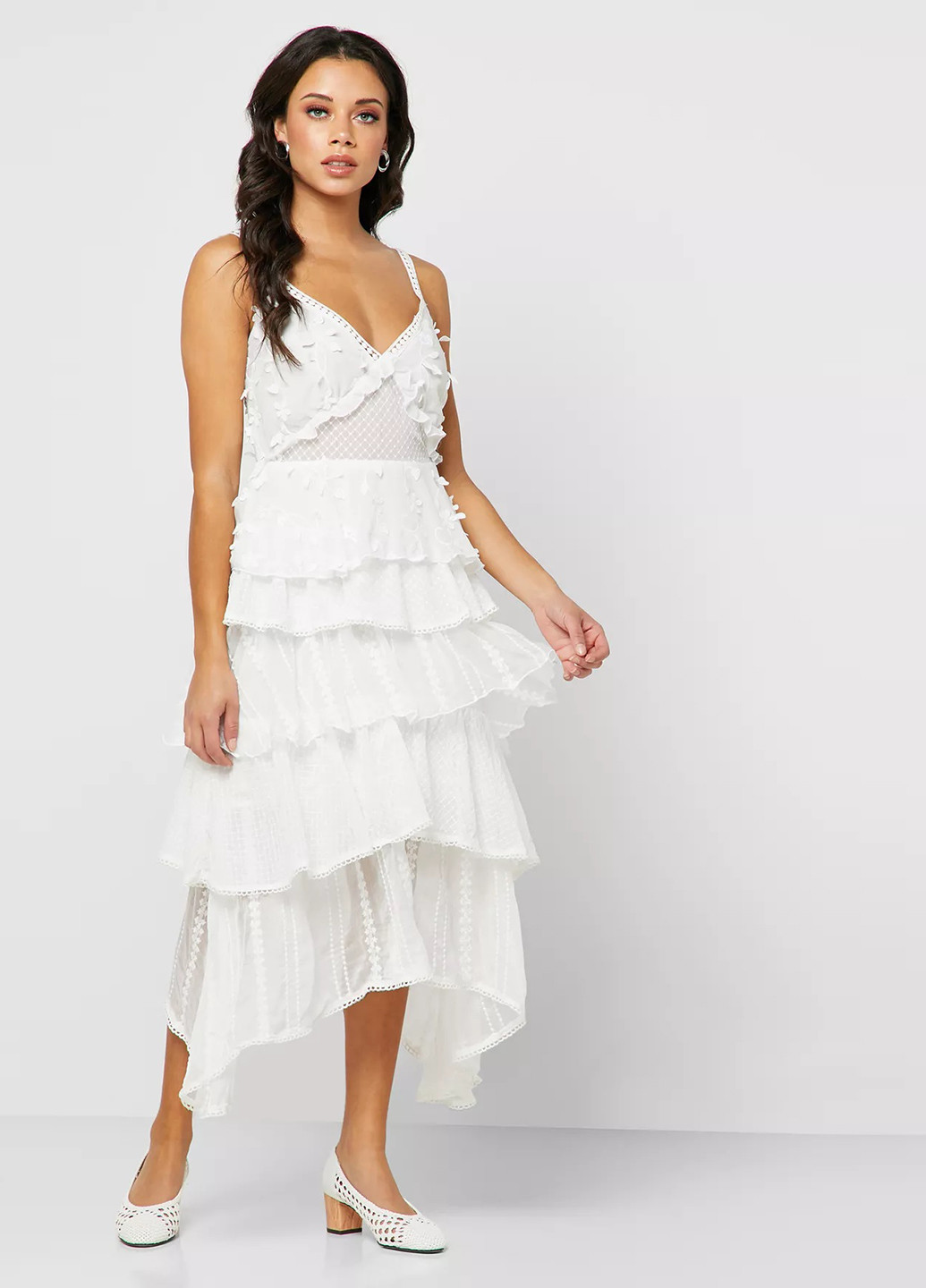 Білий коктейльна плаття, сукня кльош Lost Ink однотонна