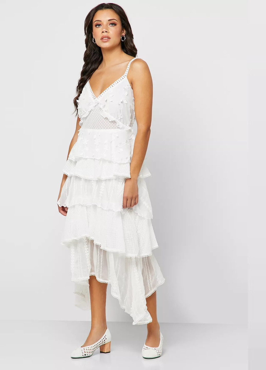 Білий коктейльна плаття, сукня кльош Lost Ink однотонна