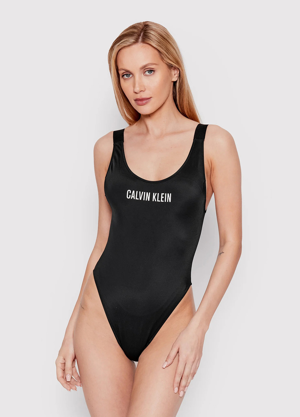 Чорний літній купальник суцільний, танк Calvin Klein