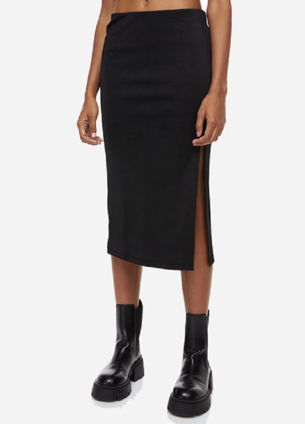 Черная кэжуал однотонная юбка H&M карандаш