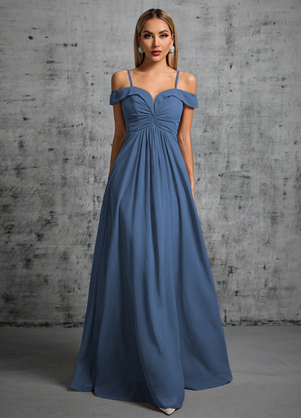 Синее кэжуал платье а-силуэт Mgiacy однотонное