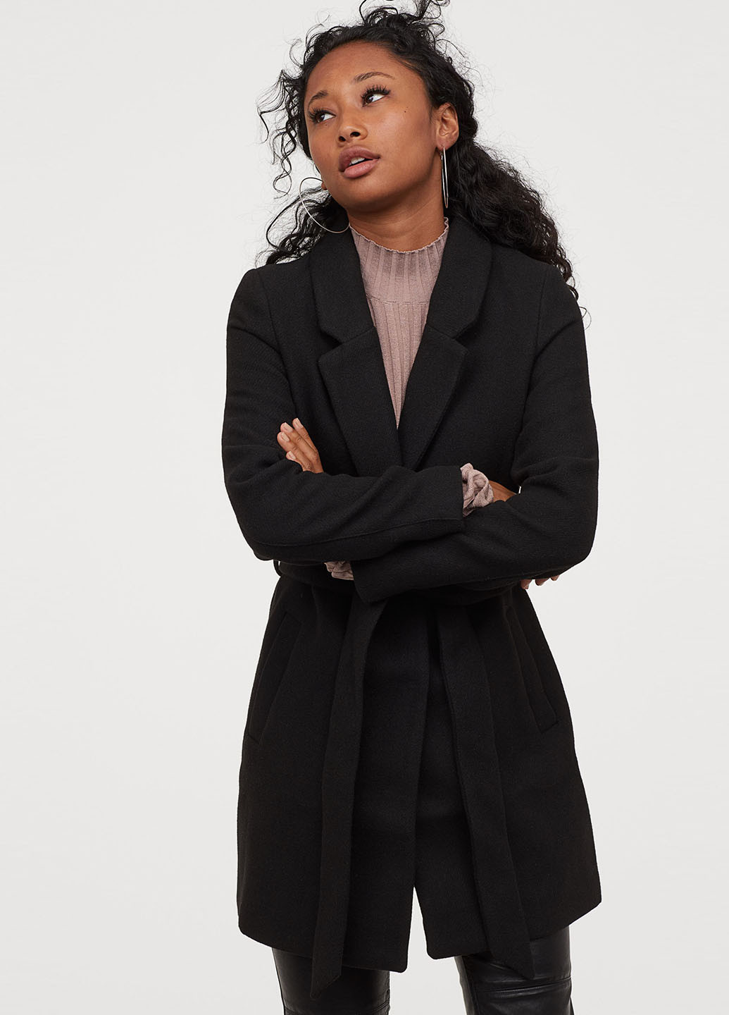 Черное демисезонное Пальто однобортное H&M