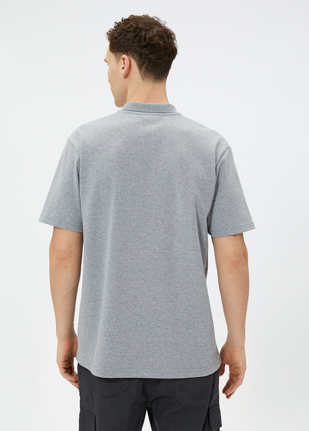 Серая футболка-поло для мужчин KOTON меланжевая