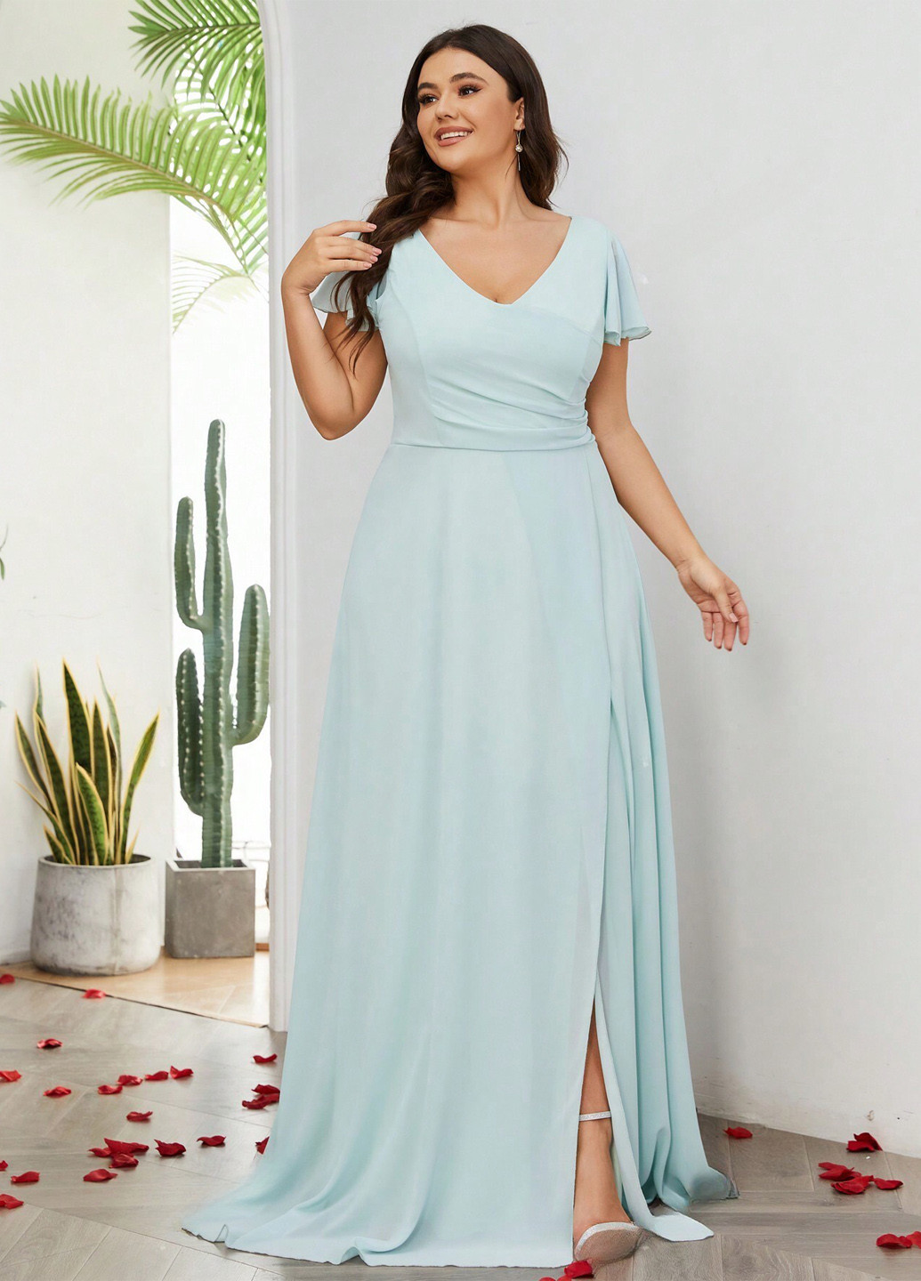 М'ятна святковий сукня з відкритою спиною SHEIN однотонна