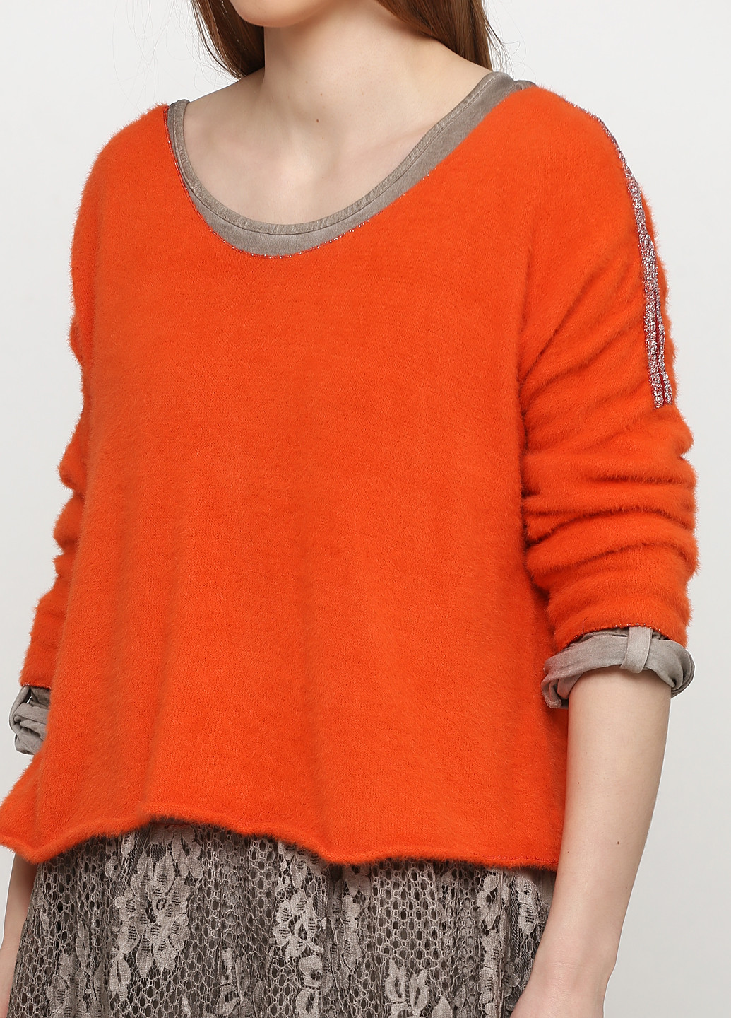 Оранжевый демисезонный комплект (джемпер, платье) Made in Italy