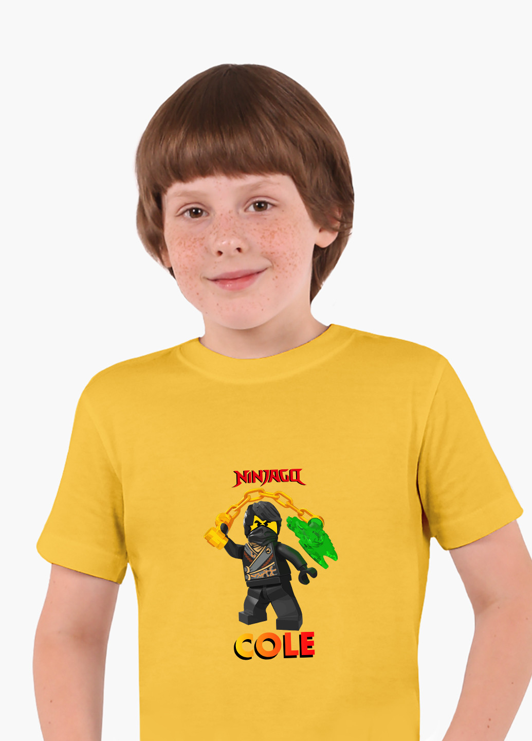 Жовта демісезонна футболка дитяча коул лего ніндзяго (cole lego ninjago masters of spinjitzu) (9224-2640) MobiPrint