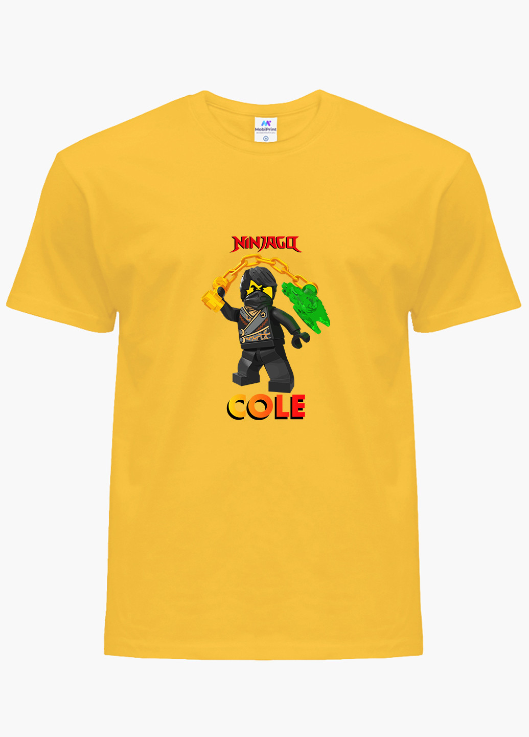 Жовта демісезонна футболка дитяча коул лего ніндзяго (cole lego ninjago masters of spinjitzu) (9224-2640) MobiPrint