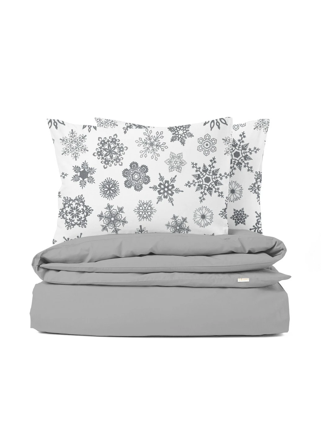 Полуторный комплект RANFORS GREY SNOWFLAKES GREY (пододеяльник 160х220 см, простынь 140х200х20 см, наволочка 2 шт 50х70 см) Cosas (251413603)