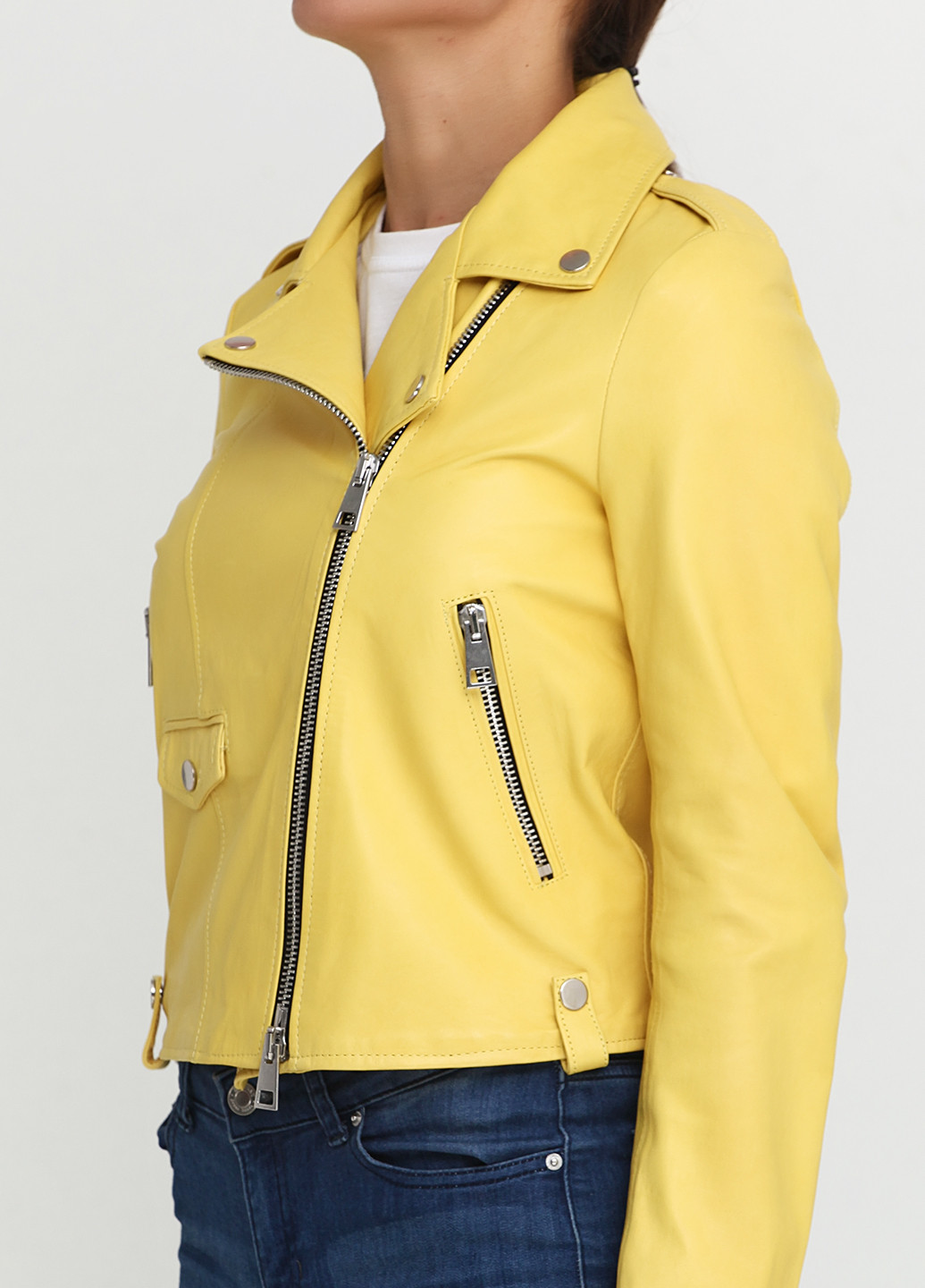 Желтая демисезонная куртка кожаная Ermellino