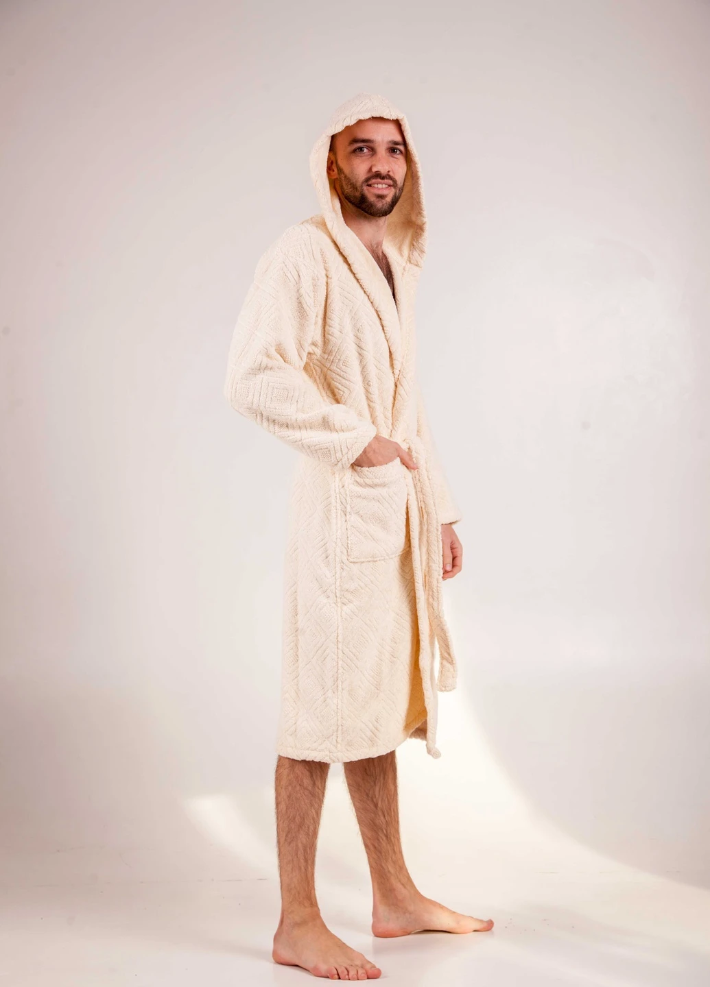 Халат махровий Berlin, кремовий, розмір XL (3800980994217) Bulgaria-Tex плотность - 420 гр/м2 (251459973)