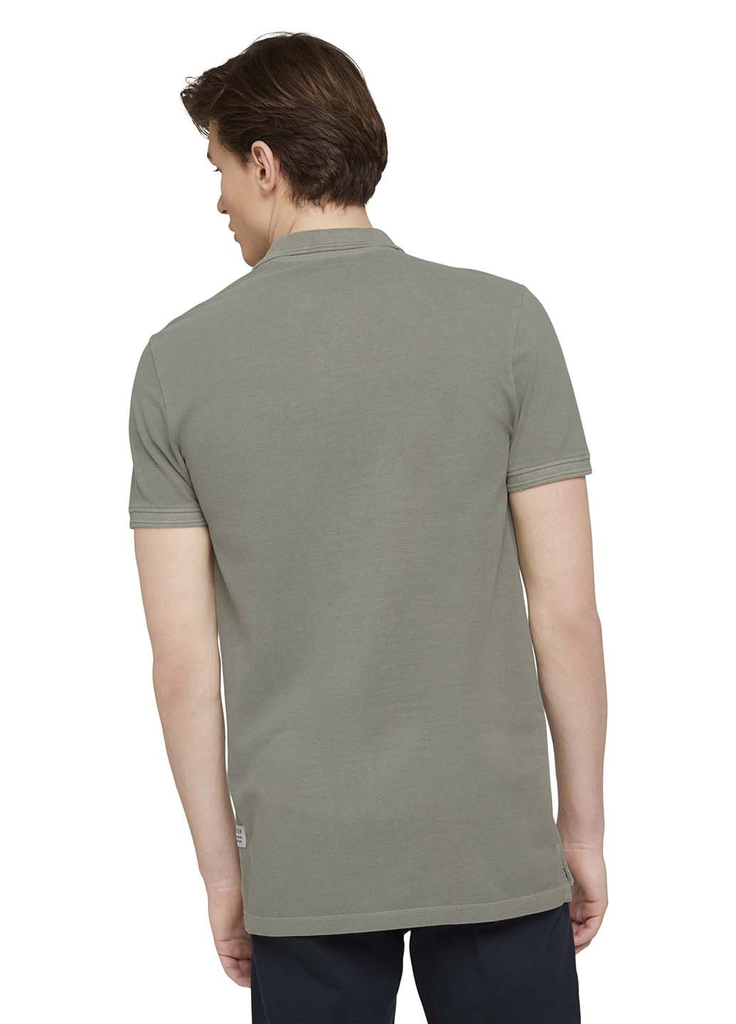 Оливковая (хаки) футболка-поло для мужчин Tom Tailor однотонная