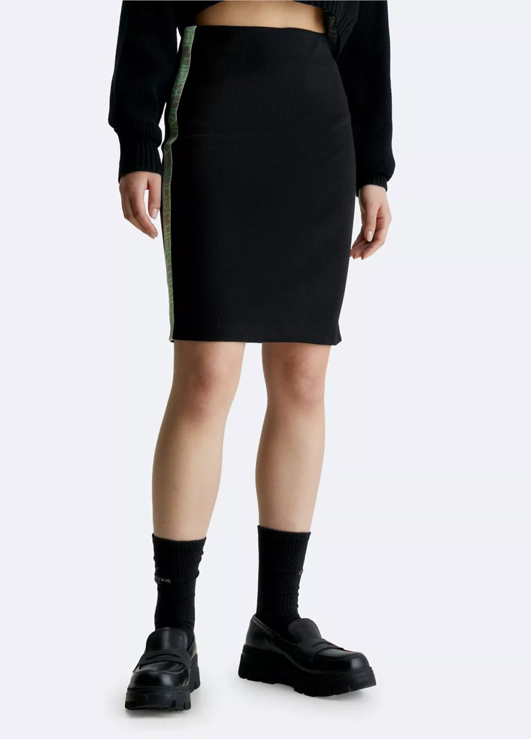Черная кэжуал с логотипом юбка Calvin Klein карандаш