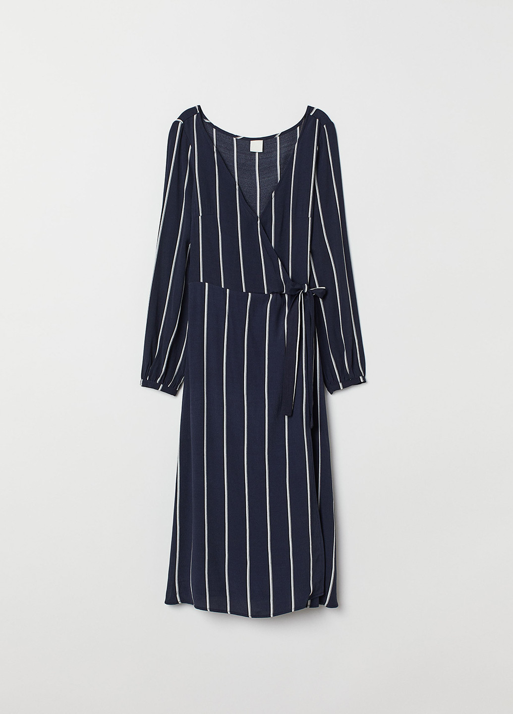 Темно-синее кэжуал платье на запах H&M в полоску