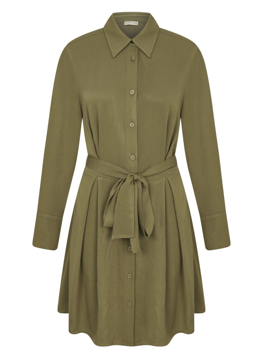 Оливковое (хаки) кэжуал платье Mudo однотонное