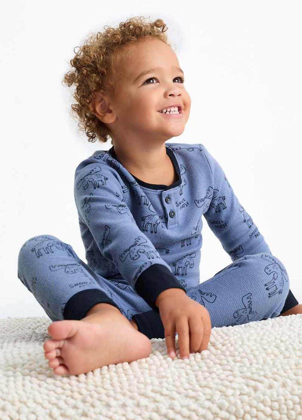 Серо-голубой демисезонный домашний лонгслив C&A с рисунком