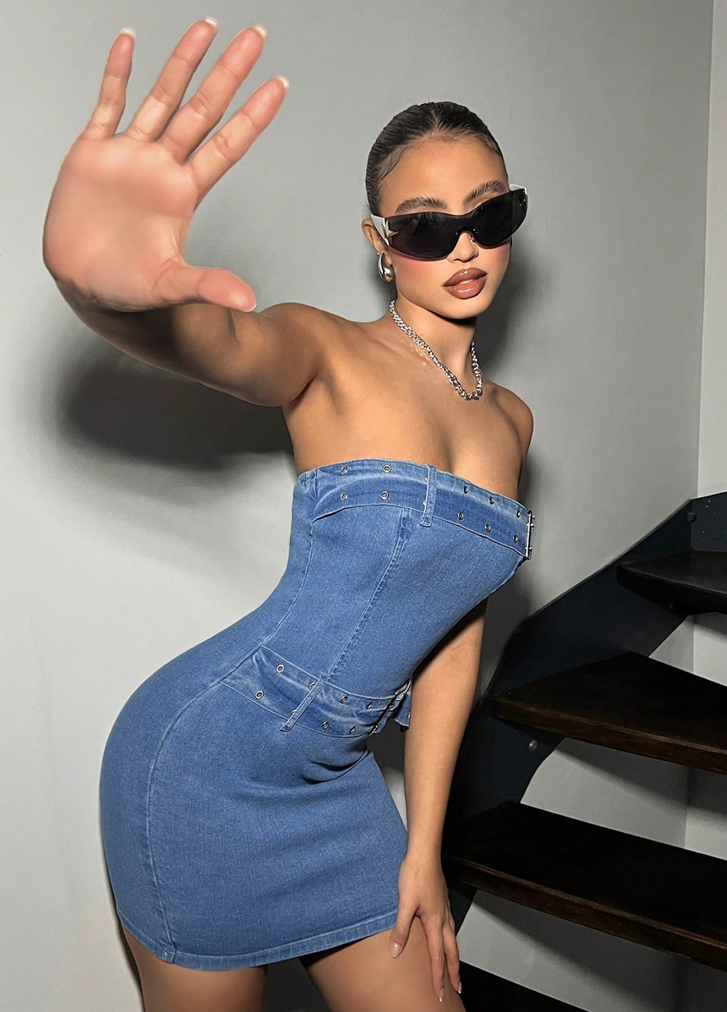 Блакитна кежуал сукня силуетна SHEIN однотонна