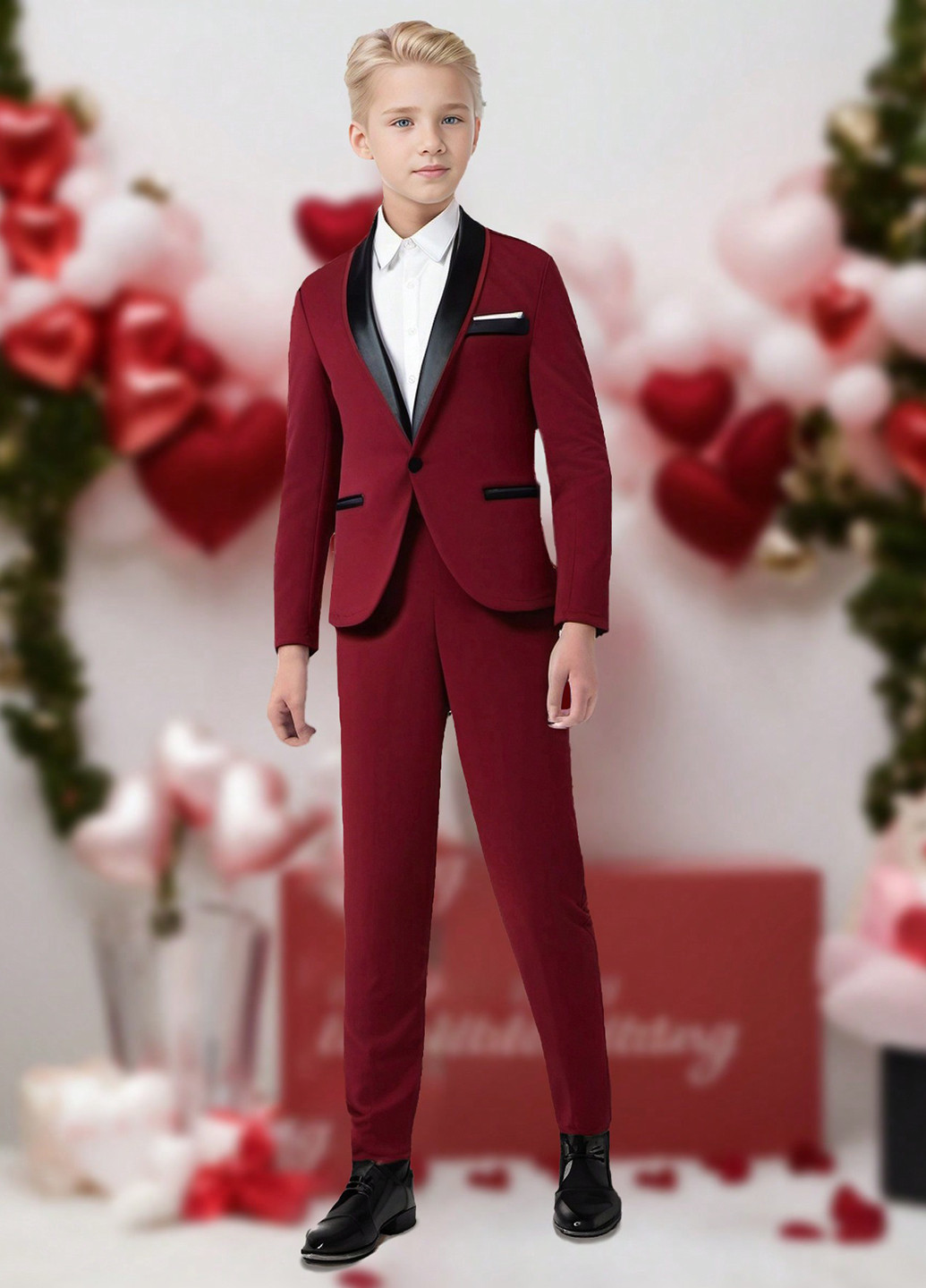 Бордовий демісезонний костюм (піджак, штани) брючний SHEIN