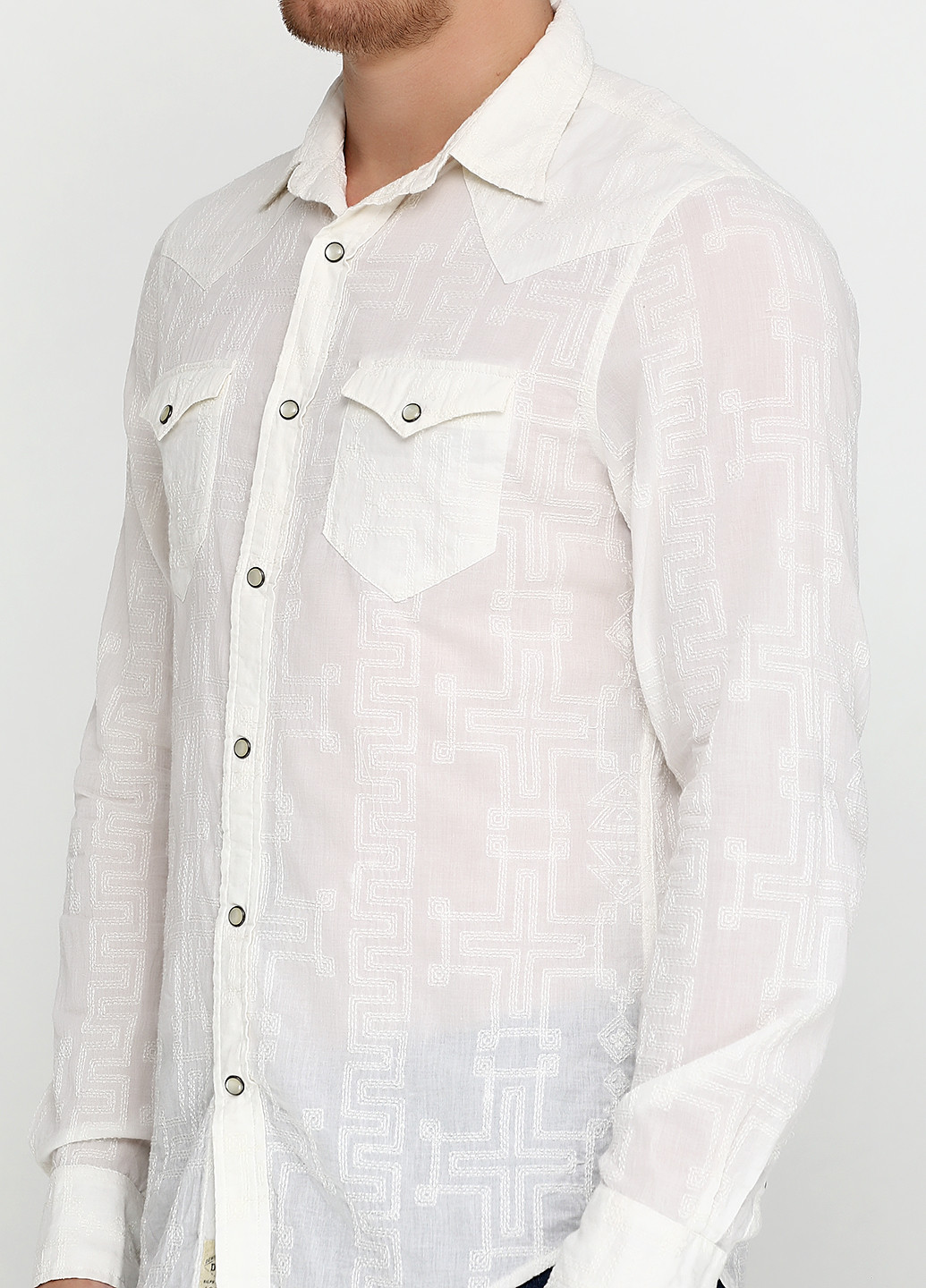 Молочная кэжуал рубашка Ralph Lauren с длинным рукавом