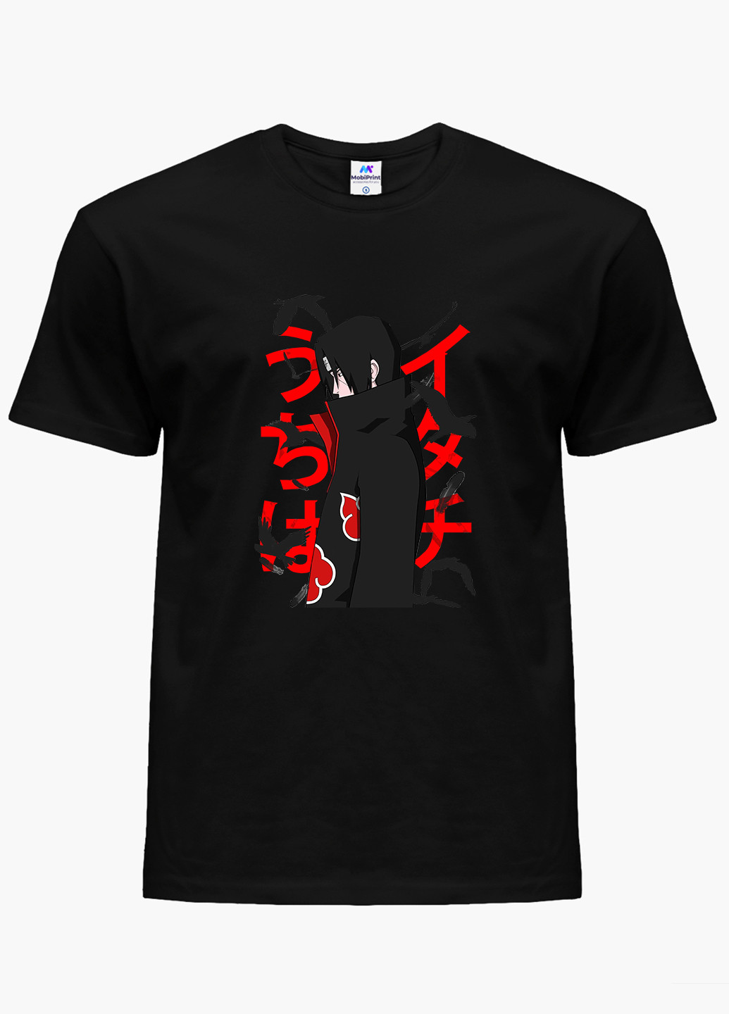 Чорна демісезонна футболка дитяча ітачі учіха наруто (itachi uchiha) (9224-2817) MobiPrint