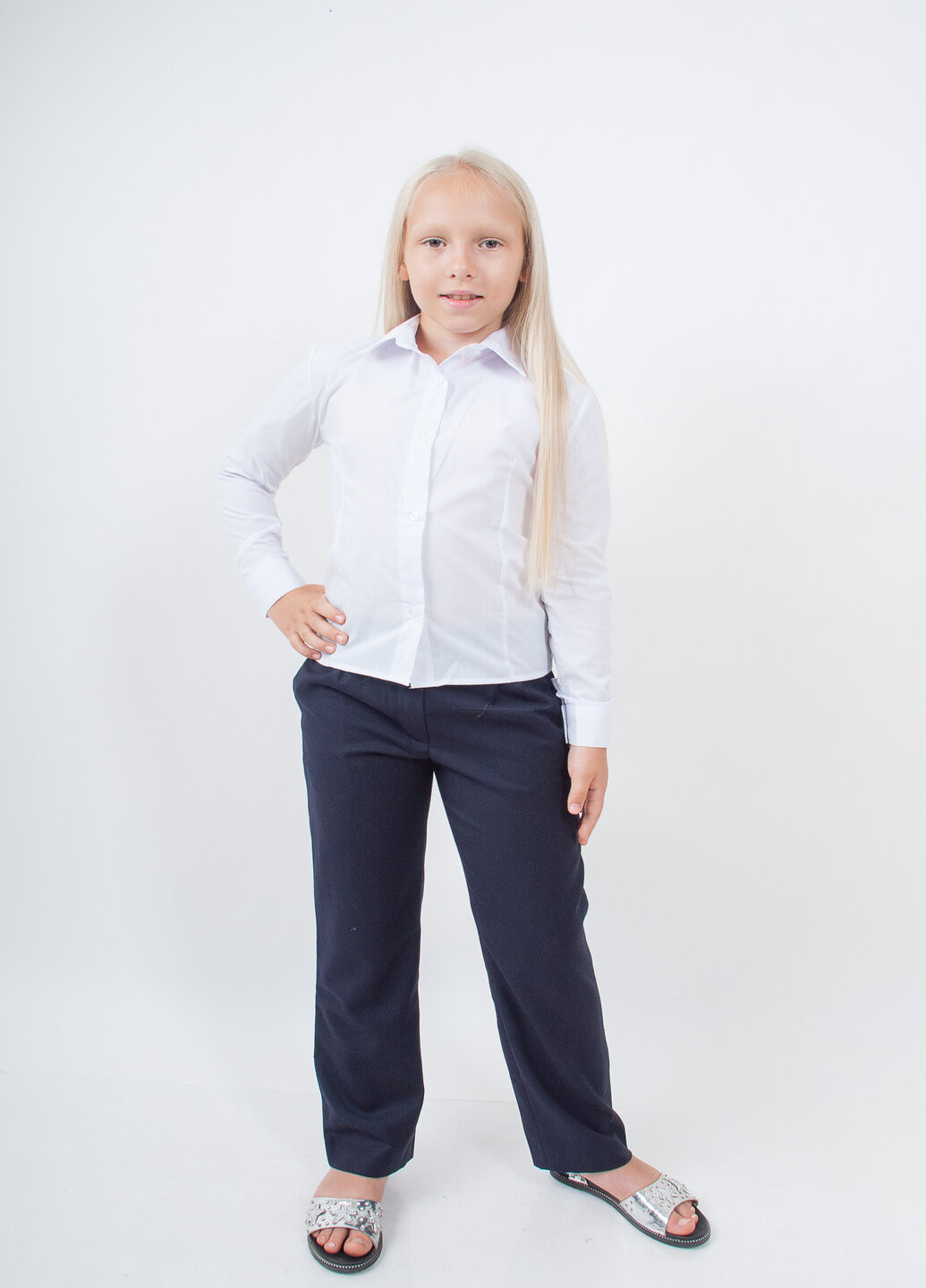 Белая кэжуал рубашка Kids Couture с длинным рукавом