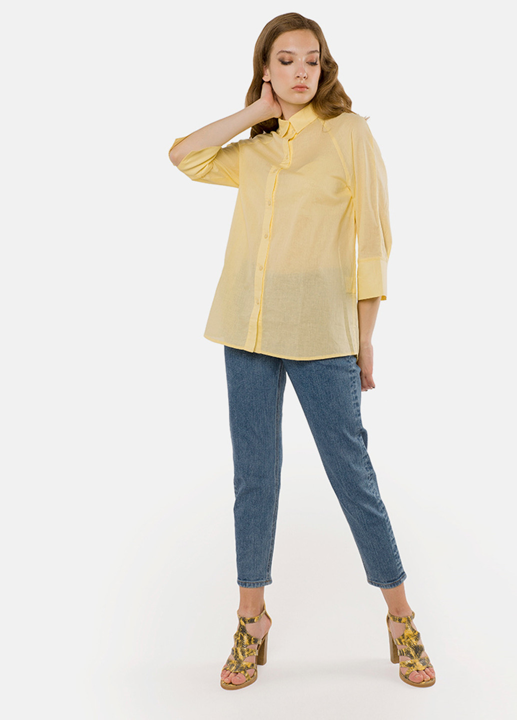 Желтая кэжуал рубашка однотонная MR 520