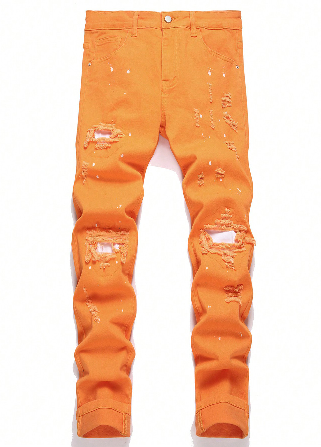 Оранжевые демисезонные зауженные джинсы SHEIN