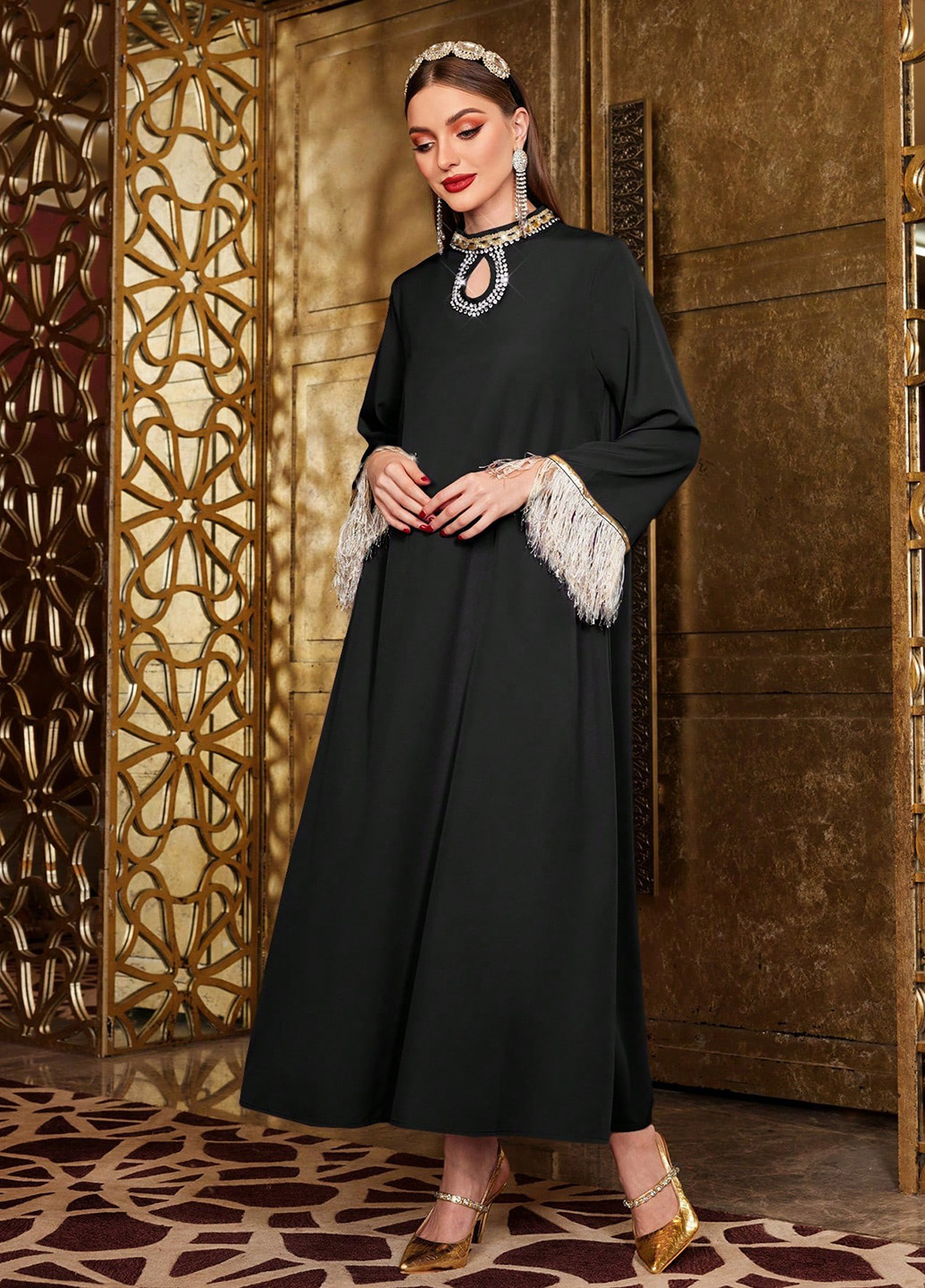 Чорна святковий, вечірня сукня SHEIN однотонна