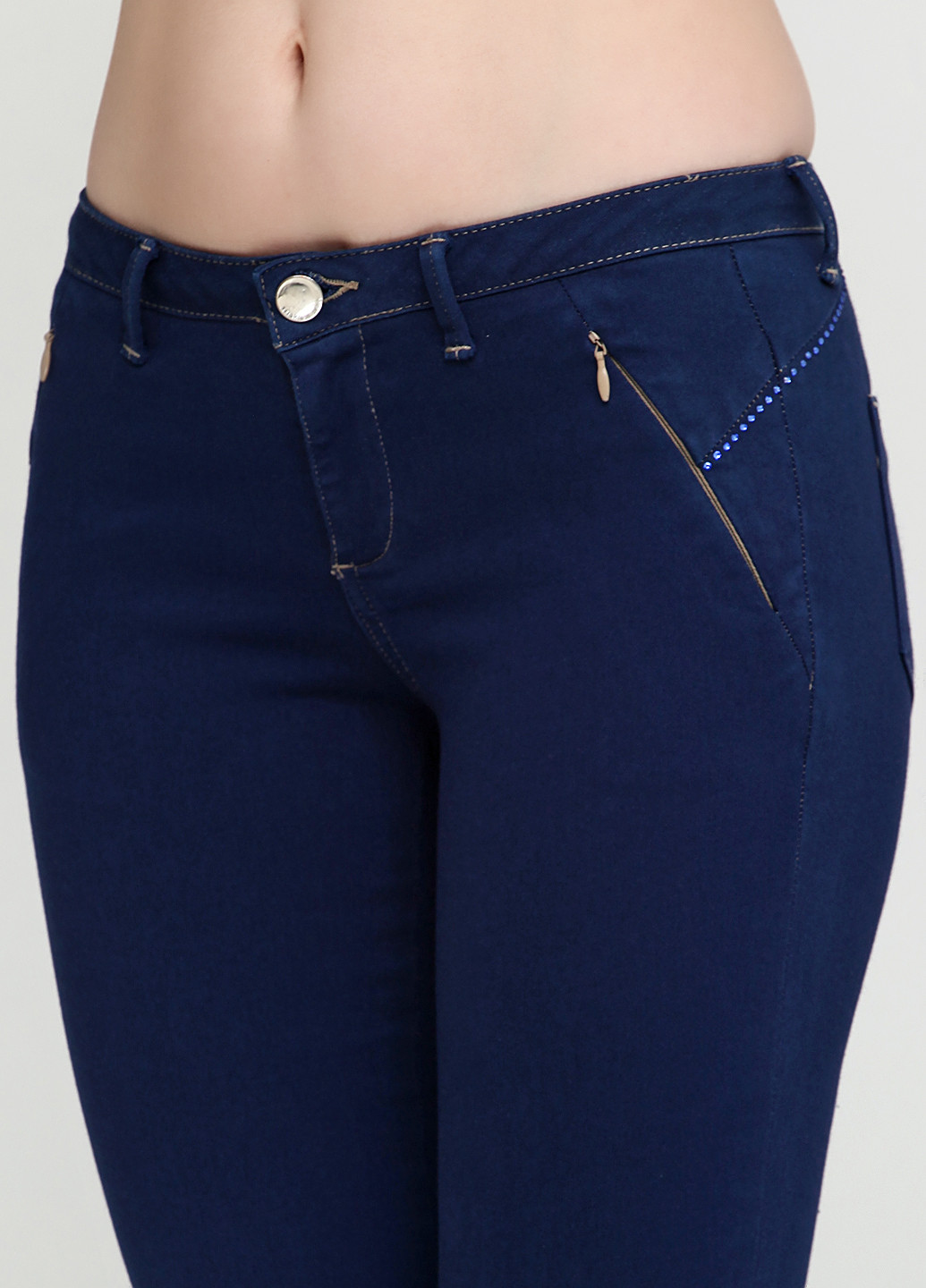 Индиго джинсовые демисезонные зауженные брюки Sassofono