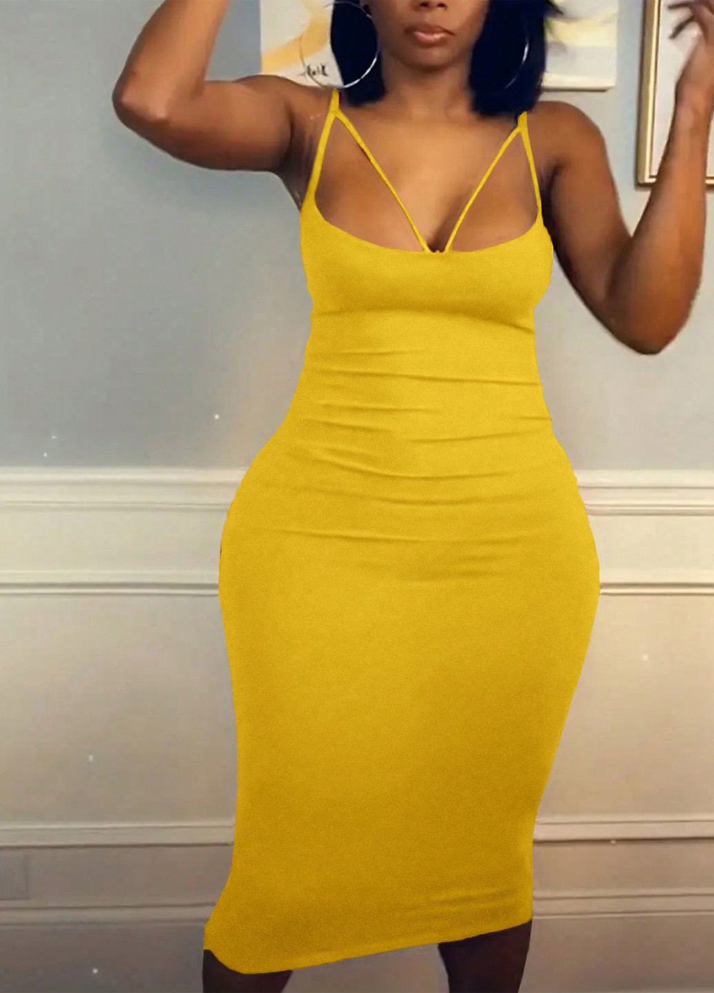 Жовтий кежуал сукня силуетна SHEIN однотонна