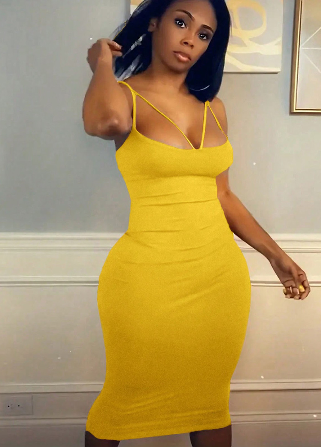 Жовтий кежуал сукня силуетна SHEIN однотонна