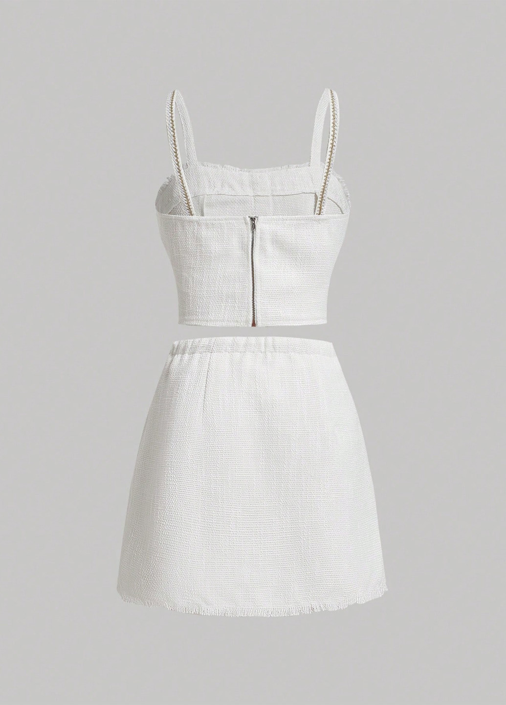 Кремовый летний комплект (топ, юбка) SHEIN