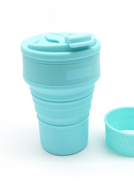Складная силиконовая чашка, 350 мл с трубочкой, голубая More (253888741)