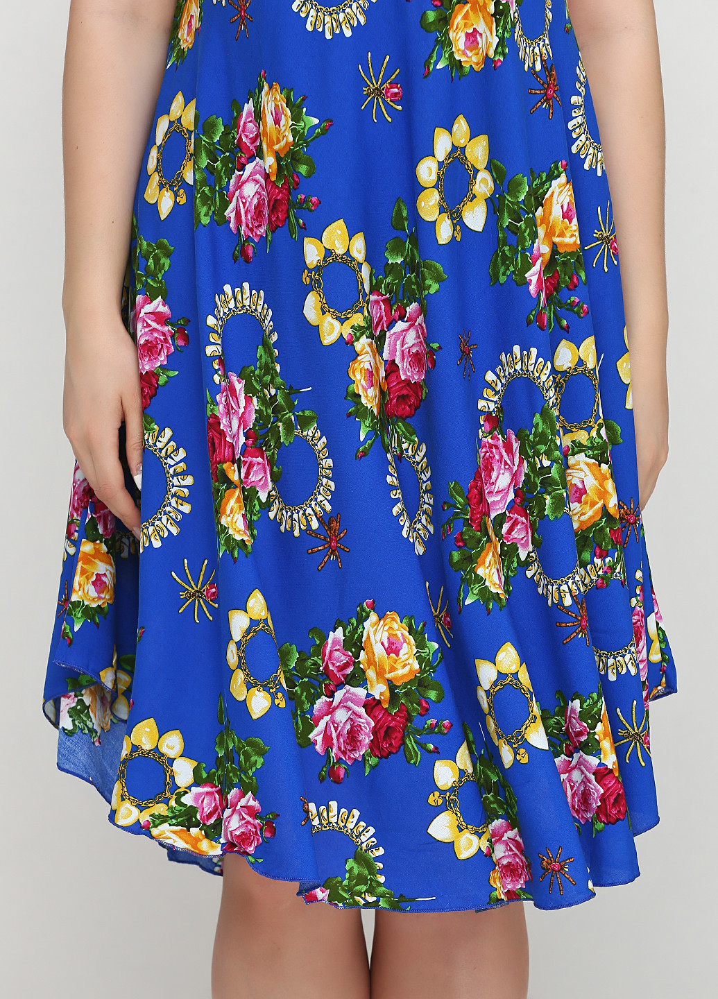 Синее кэжуал платье Saimeiqi с цветочным принтом