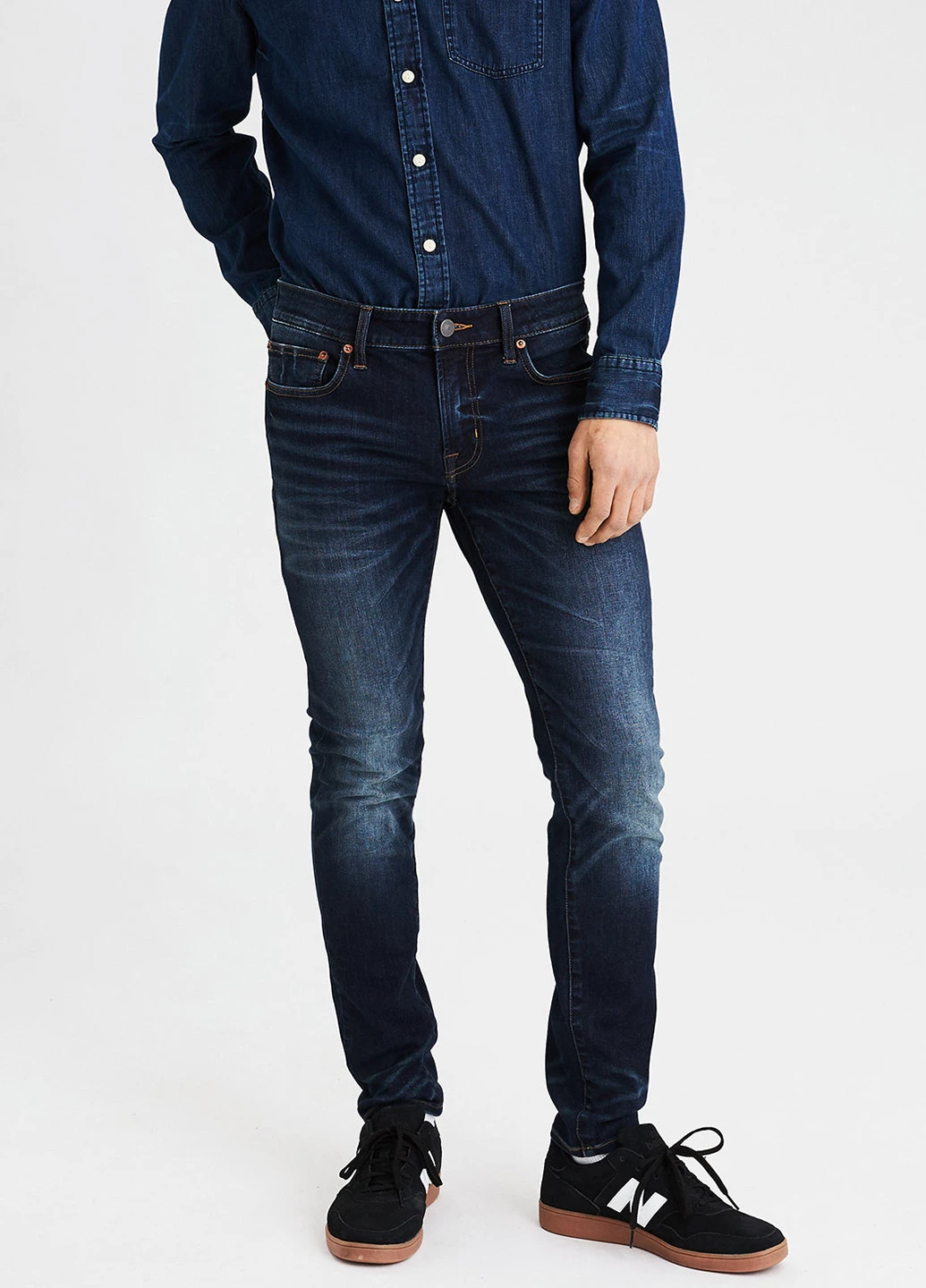 Темно-синие демисезонные скинни джинсы American Eagle
