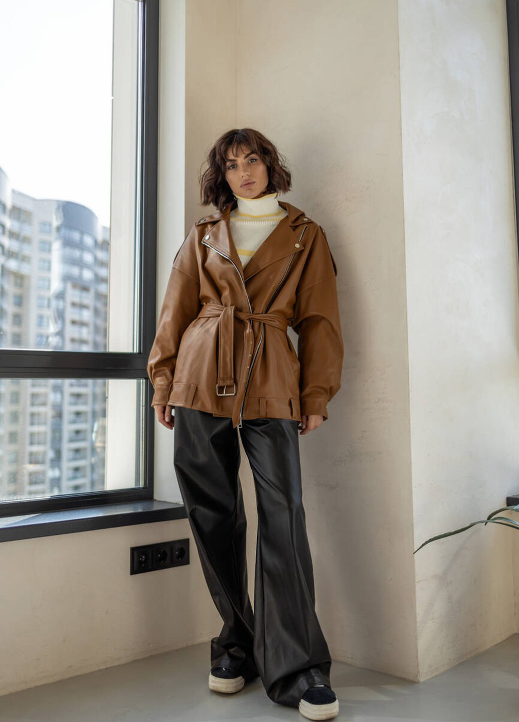 Світло-коричнева демісезонна куртка косуха No Brand