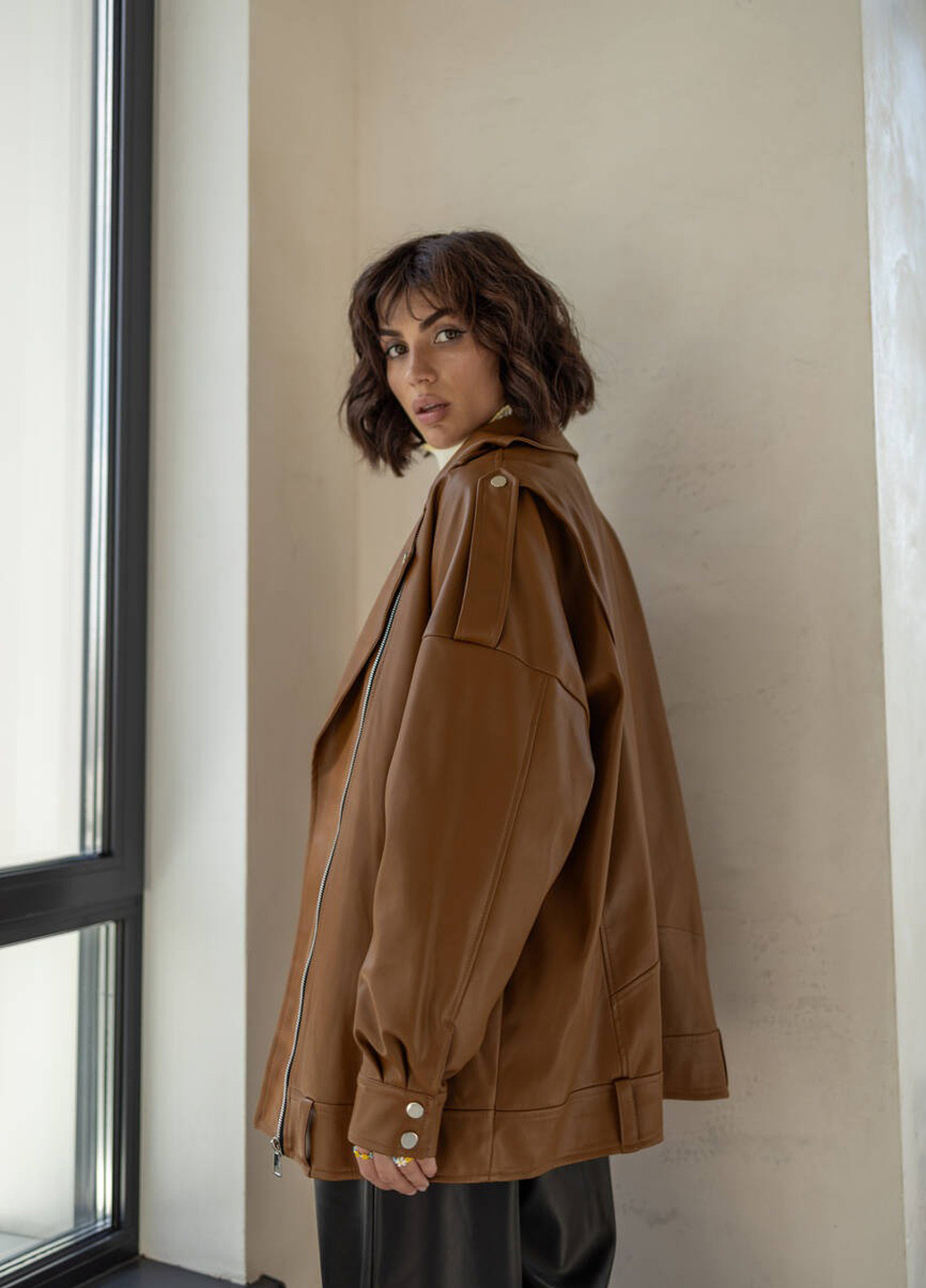 Світло-коричнева демісезонна куртка косуха No Brand