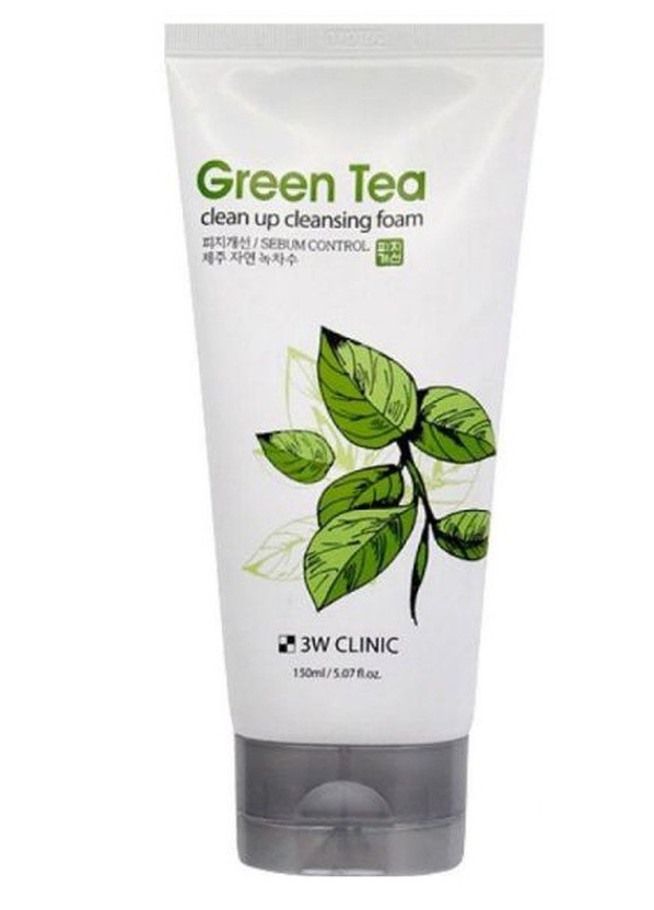 Green Tea Clean Up Cleansing Foam Пінка для вмивання з екстрактом зеленого чаю, 150 мл 3W Clinic (236499747)