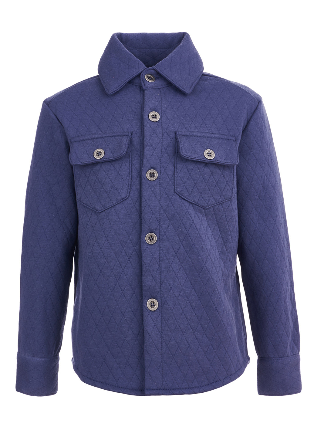 Синяя кэжуал рубашка однотонная Button Blue с длинным рукавом