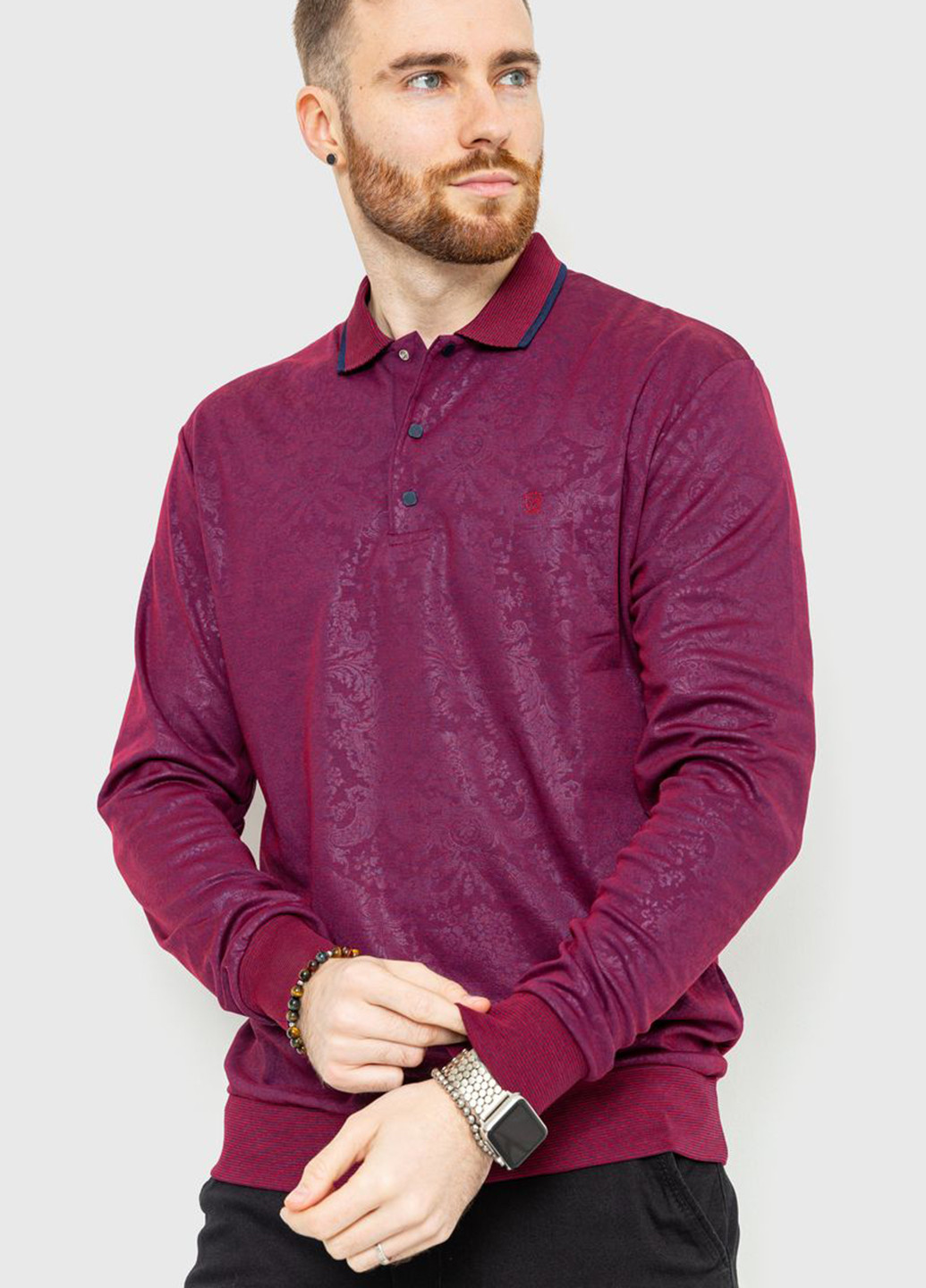 Сливовая футболка-поло для мужчин Ager с абстрактным узором