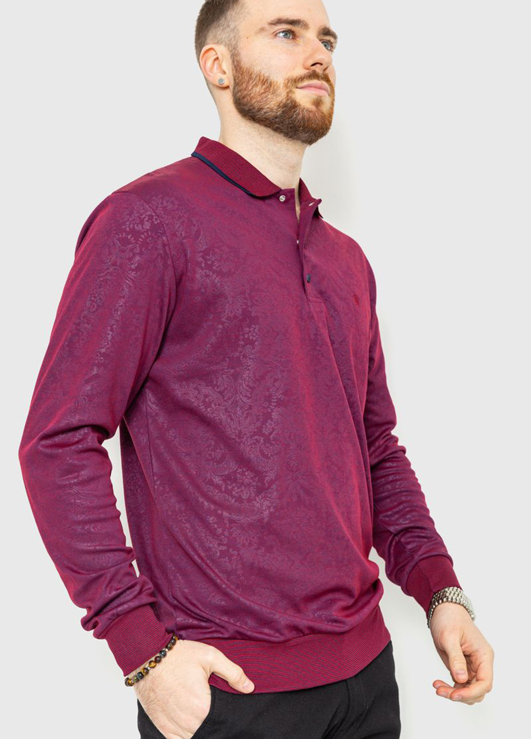 Сливовая футболка-поло для мужчин Ager с абстрактным узором