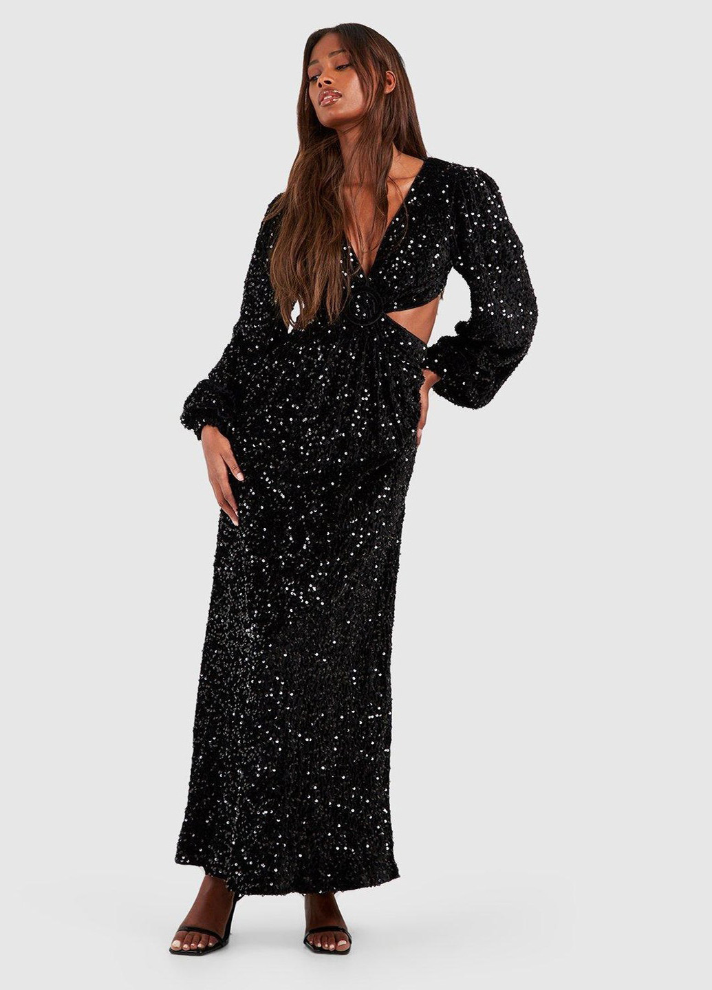 Чорна вечірня сукня а-силует Boohoo однотонна