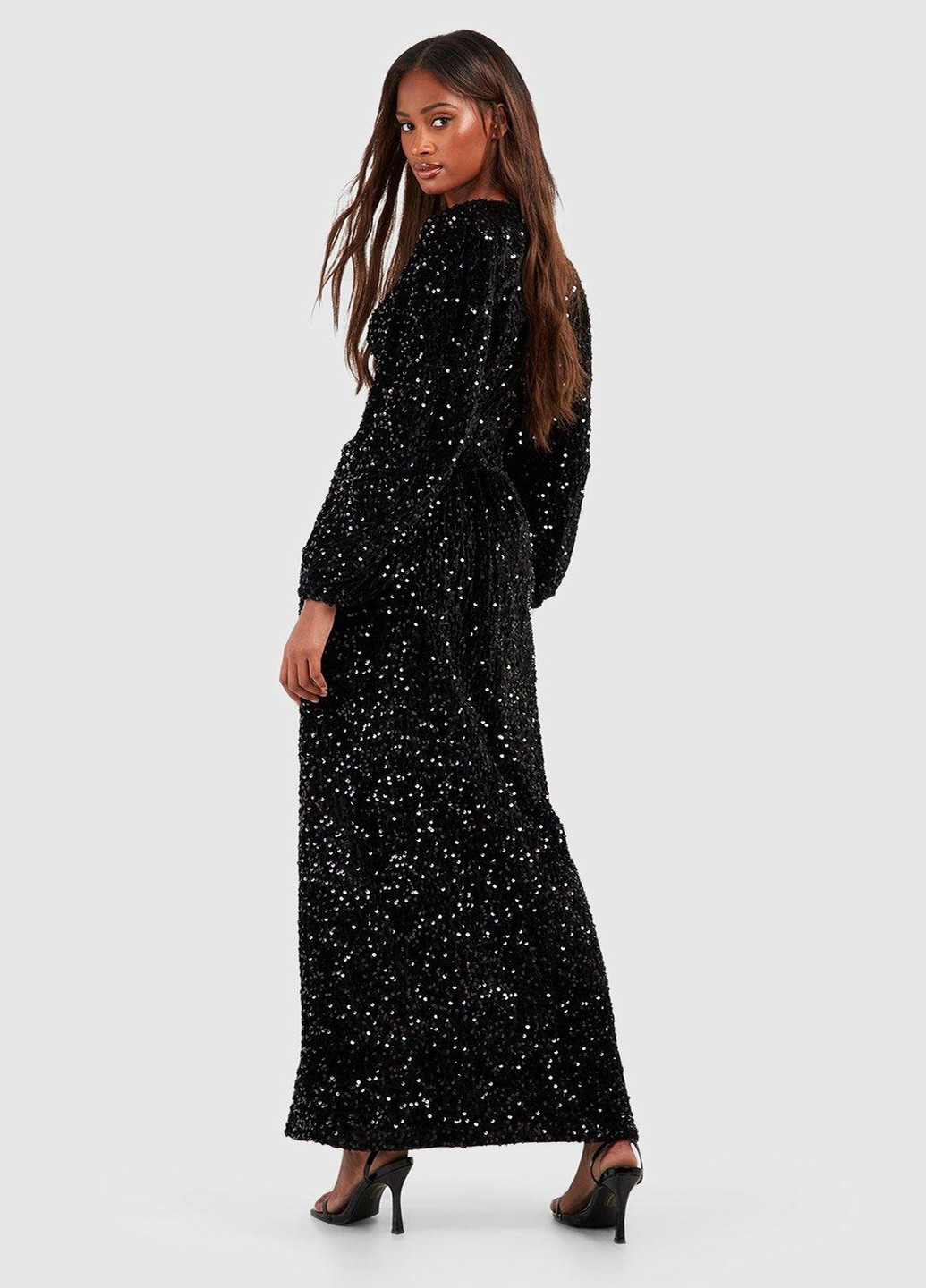 Чорна вечірня сукня а-силует Boohoo однотонна