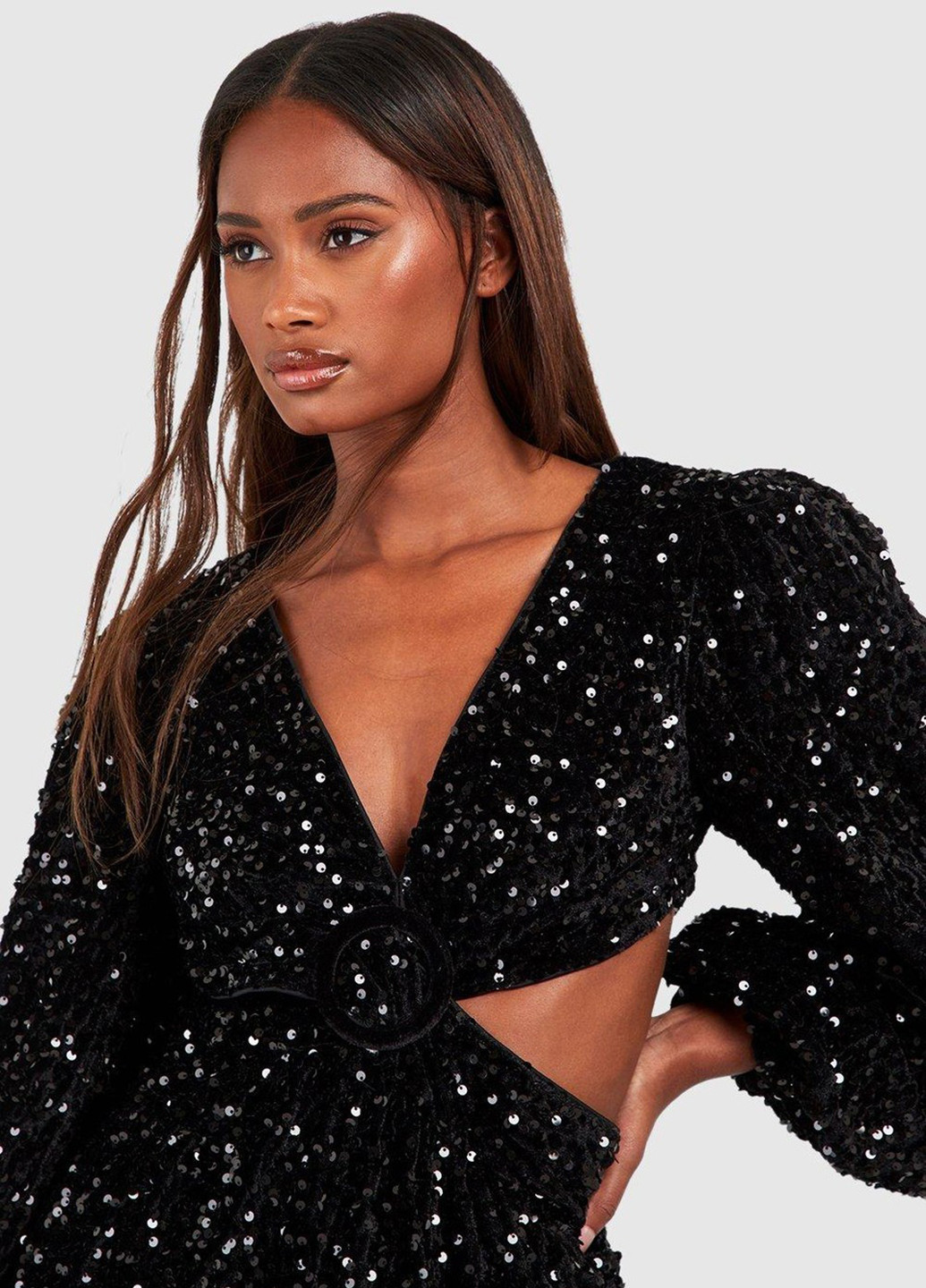 Чорна вечірня сукня а-силует Boohoo однотонна