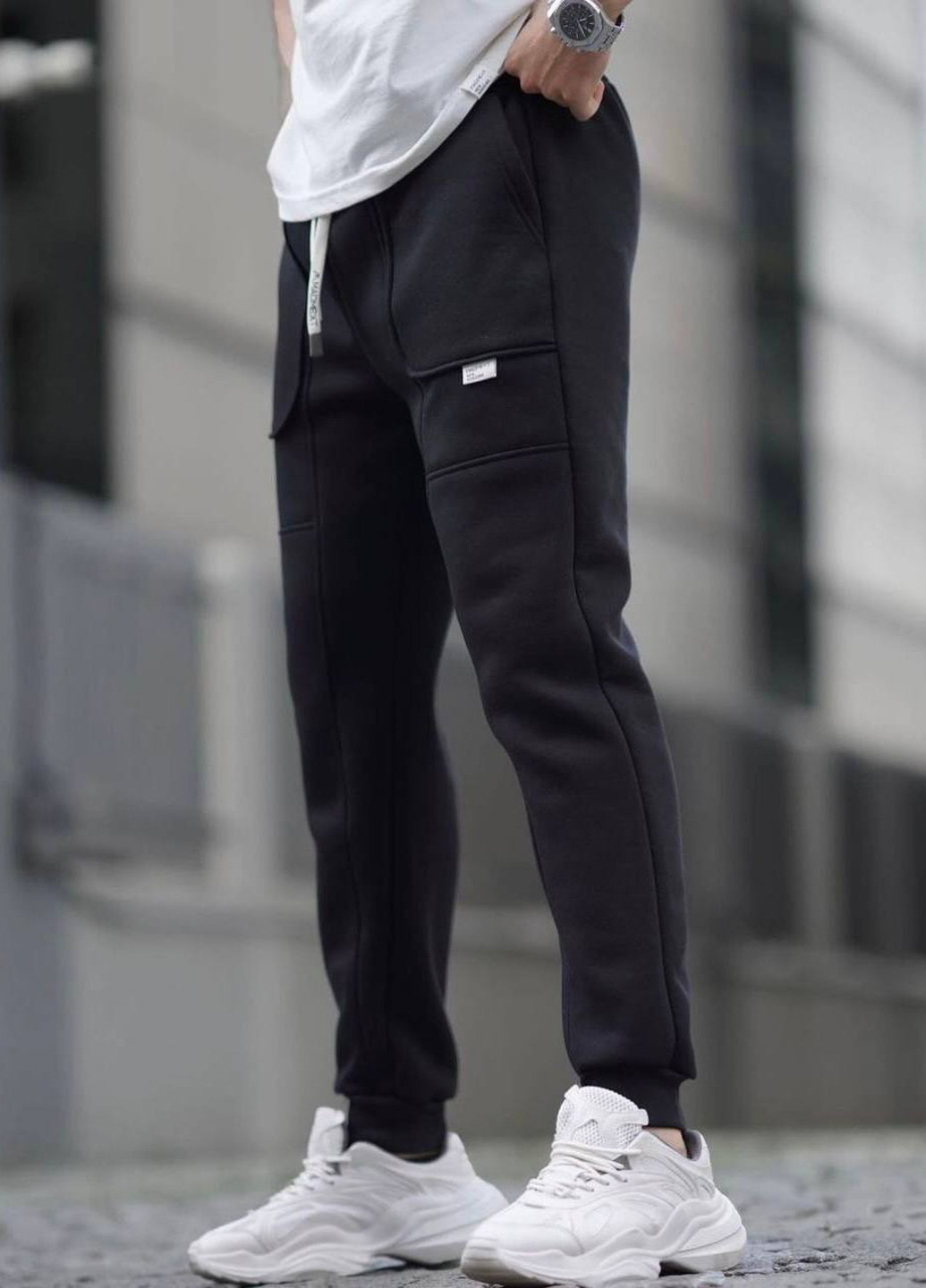 Черные спортивные демисезонные джоггеры брюки No Brand