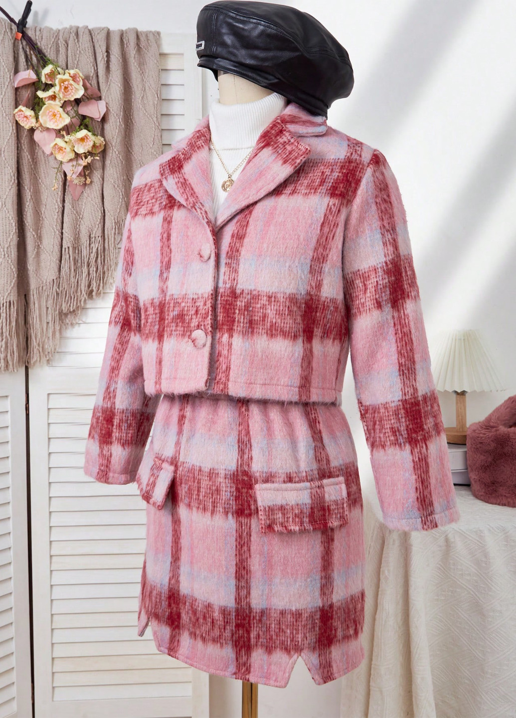 Комбінований демісезонний костюм (жакет, спідниця) спідничний SHEIN