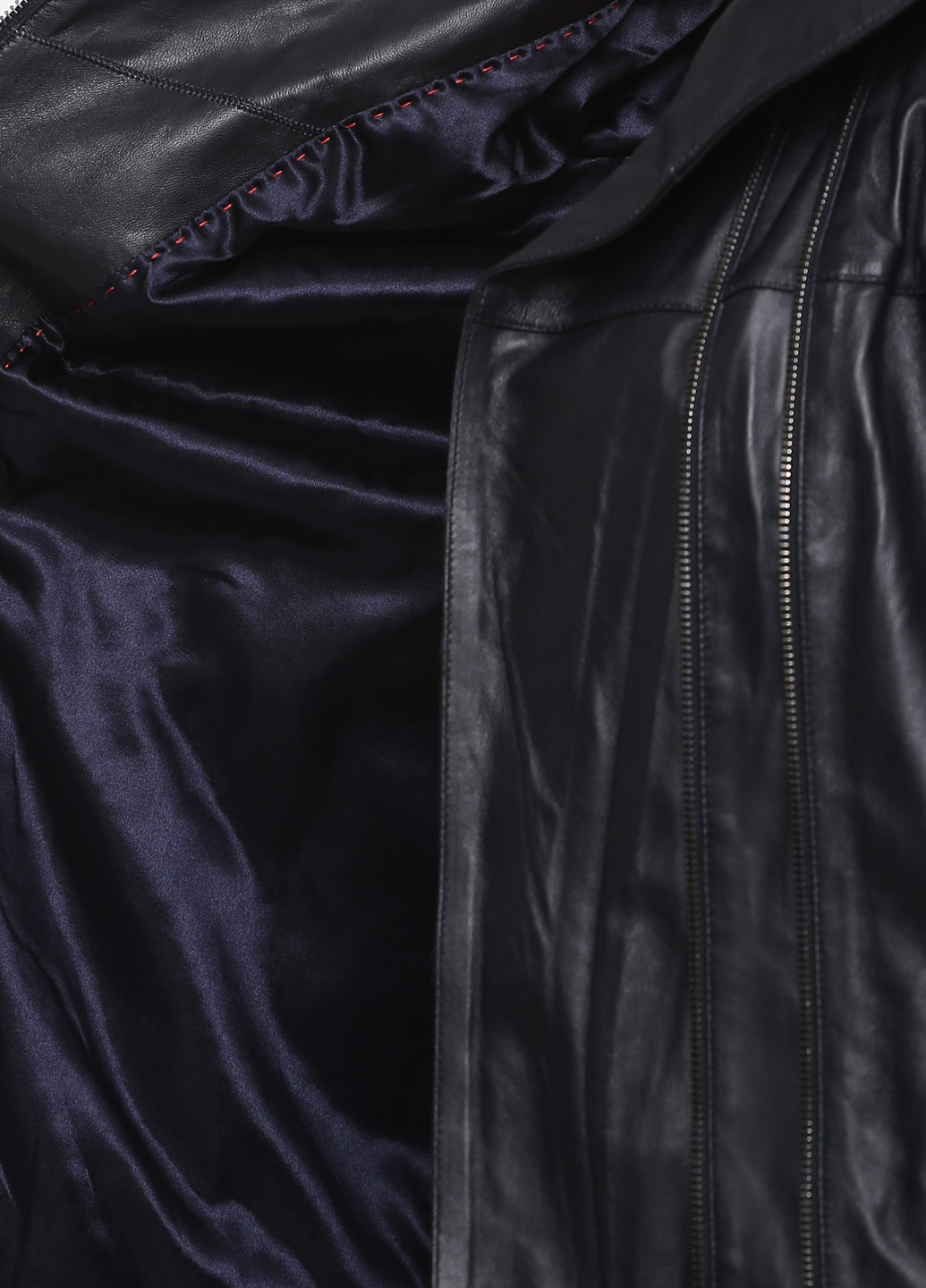 Темно-синяя демисезонная куртка кожаная Mugan